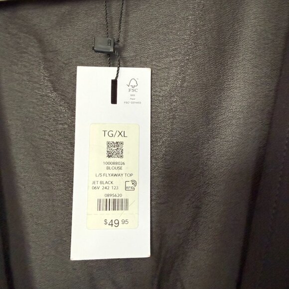 $50 Retail – Dynamite Jet Black Sheer Tie Front Blouse XL NWT - Picture 4 of 7